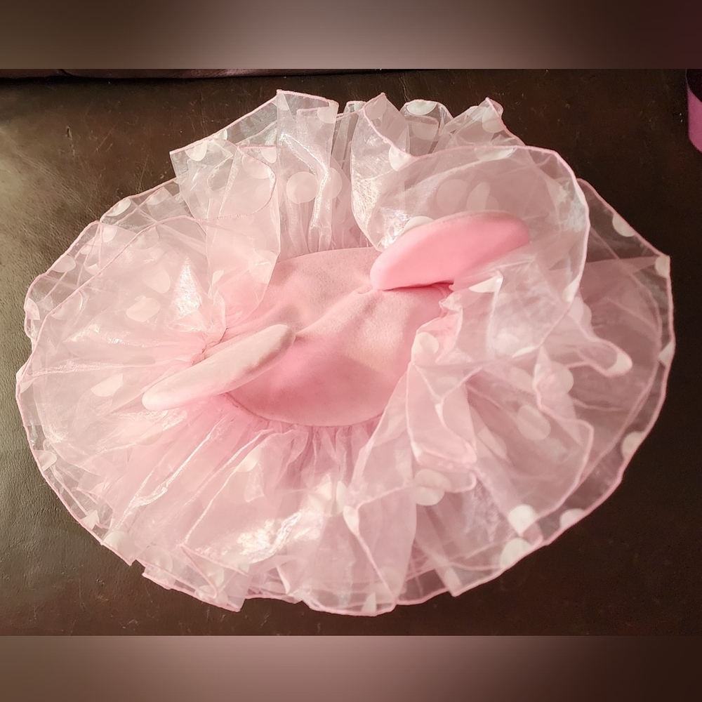 Nwot Adult Disney Park Minnie Mouse Pink Tulle with Polka Dots Hat